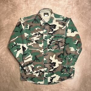 Vintage 90s Melton Shirt Co. Deerskin Long Sleeve Button Up Camouflage Flannel